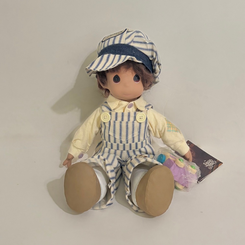 NWT Vintage 1993 PRECIOUS MOMENTS Dusty the Engineer Doll Train 16" 1043